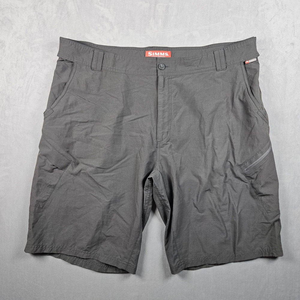 Simms Fishing Shorts Mens XXL Gray Nylon Spandex Cargo Utility Outdoor Pockets